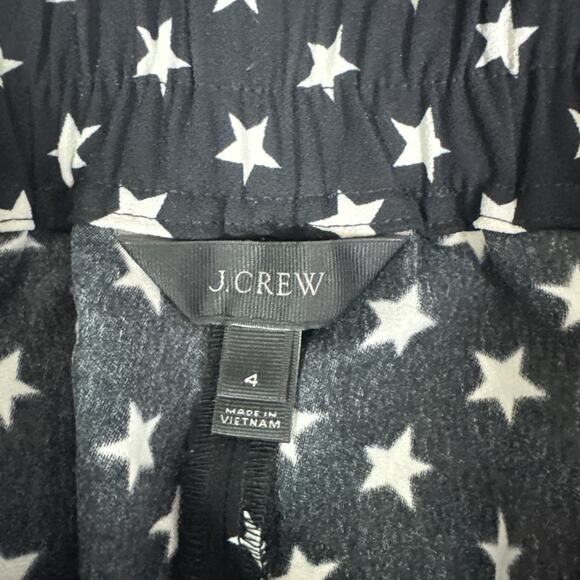 J. Crew Star Printed Tie Waist Pull On Crepe Slim Leg Pants Black sz 4 - Picture 5 of 7